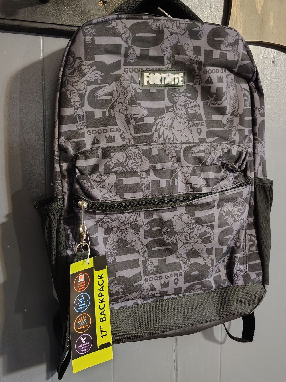 NWT Fortnite Boys 17" Good Game Allover-Printed Comic Backpack, Black